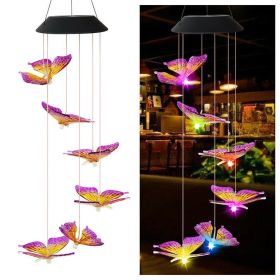 Solar Hummingbird Butterfly Wind Chime (Ships From: China, Emitting Color: 08)