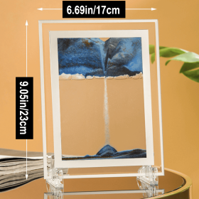1pc; Dynamic Square Quicksand Painting; Romantic Gift; Quicksand Painting Decoration; Home Decoration; Office Desktop Decoration; Hourglass Dynam (Color: Blue, size: 9.05in/23cm)