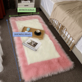 Faux Sheepskin Area Rug (Color: Pink + White, size: 23.62*62.99inch)