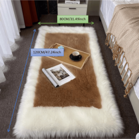 Faux Sheepskin Area Rug (Color: White + Khaki, size: 31.5*47.24inch)