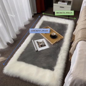 Faux Sheepskin Area Rug (Color: Light White+Grey, size: 31.5*47.24inch)