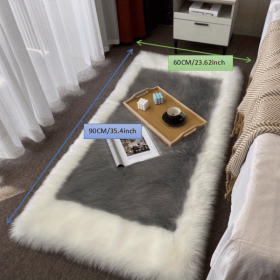 Faux Sheepskin Area Rug (Color: Light White+Grey, size: 23.62*35.43inch)