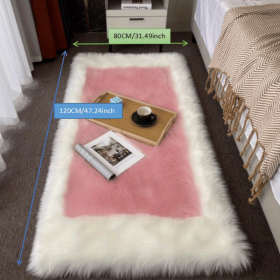 Faux Sheepskin Area Rug (Color: White + Powder, size: 31.5*47.24inch)