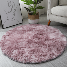 Plush Round Area Rug, 23.62in (Color: Tie Dye Pink, size: Diameter 23.62inch)