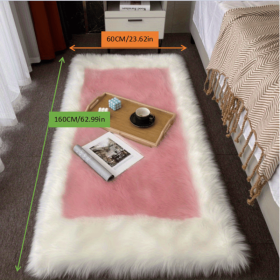 Faux Sheepskin Area Rug (Color: White + Powder, size: 23.62*62.99inch)