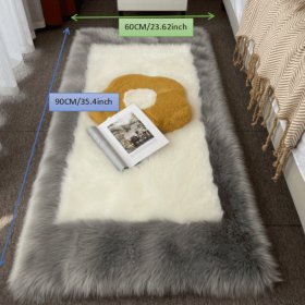 Faux Sheepskin Area Rug (Color: Gray + White, size: 23.62*35.43inch)
