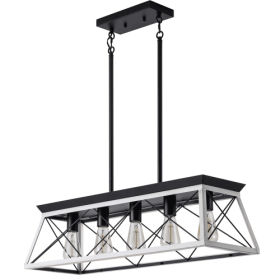 5-Light White Farmhouse Chandelier (Option: White and black)
