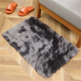 Plush Silk Fur Rug (Color: Tie-dye Dark Gray, size: 23.62*35.43inch)