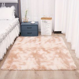 Tie-Dyed Shaggy Faux Fur Rug (Color: Tie-dye Beige, size: 31.5*62.99inch)