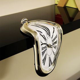 Surreal Melted Roman Numeral Wall Clock (Color: Golden)