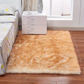 Fluffy Imitation Wool Area Rug, Long Pile (Color: White Yellow Tip, size: 35.43*59.06inch)