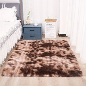 Plush Silk Fur Rug (Color: Tie-dye Brown, size: 62.99*78.74inch)