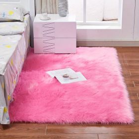 Fluffy Imitation Wool Area Rug, Long Pile (Color: Rose Red, size: 35.43*59.06inch)