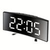 LED Digital Alarm Clock, Curved Mirror Screen