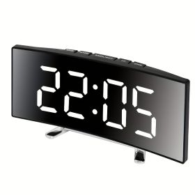 LED Digital Alarm Clock, Curved Mirror Screen (Color: Curved Mirror Surface - White)