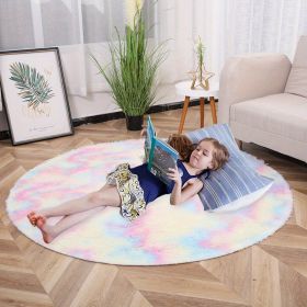 Tie-Dye Round Velvet Area Rug, 62.99in (Color: Tie-dye Colorful, size: 62.99inch)
