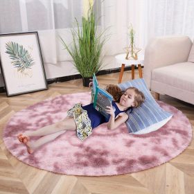 Tie-Dye Round Velvet Area Rug, 62.99in (Color: Tie Dye Pink, size: 62.99inch)