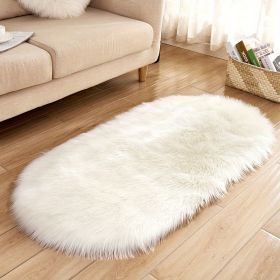 Faux Sheepskin Oval Floor Mat (Color: White, size: 23.62*35.43inch)