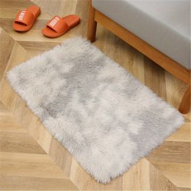 Plush Silk Fur Rug (Color: Tie-dye Light Gray, size: 15.75*23.62inch)