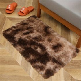 Tie-Dyed Shaggy Faux Fur Rug (Color: Tie-dye Brown, size: 15.75*23.62inch)