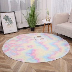 Plush Round Area Rug, 23.62in (Color: Tie-dye Colorful, size: Diameter 23.62inch)