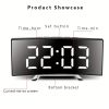 LED Digital Alarm Clock, Curved Mirror Screen