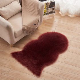 Fluffy Imitation Wool Rug, 23.62x35.43in (Color: Burgundy, size: 23.62*35.43inch)