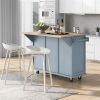 Kitchen Cart with Rubber Wood Drop-Leaf Top