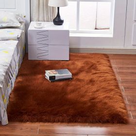 Fluffy Imitation Wool Area Rug, Long Pile (Color: Coffee, size: 35.43*59.06inch)