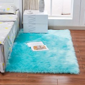 Fluffy Imitation Wool Area Rug, Long Pile (Color: Light Blue, size: 35.43*59.06inch)