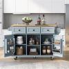 Kitchen Cart with Rubber Wood Drop-Leaf Top