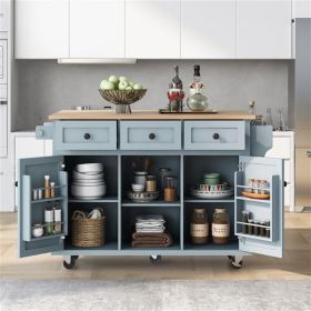 Kitchen Cart with Rubber Wood Drop-Leaf Top (Color: as picture)