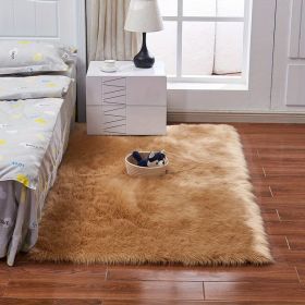 Fluffy Imitation Wool Area Rug, Long Pile (Color: Khaki, size: 35.43*59.06inch)