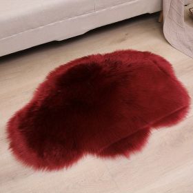 Fluffy Cloud Plush Accent Rug (Color: Burgundy, size: 23.62*35.43inch)
