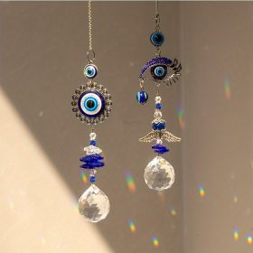 Crystal Blue Butterfly Suncatcher (Style: Round + Eyes)