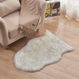 Fluffy Imitation Wool Rug, 23.62x35.43in (Color: White Gray Tip, size: 23.62*35.43inch)