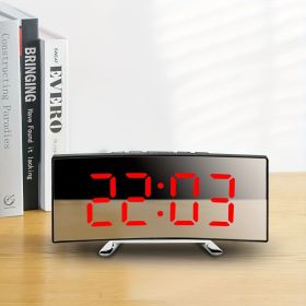 LED Digital Alarm Clock, Curved Mirror Screen (Color: Curved Mirror Surface - Red)