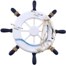 Wooden Boat Steering Wheel Wall Decor (Color: White Rudder)