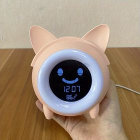 Sleep Training Clock with Night Light (Color: Pink)