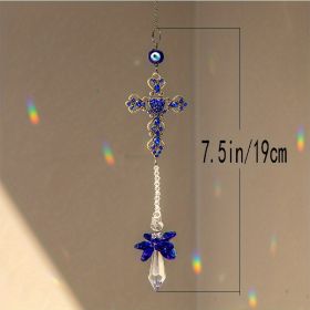 Crystal Blue Butterfly Suncatcher (Style: Cross)