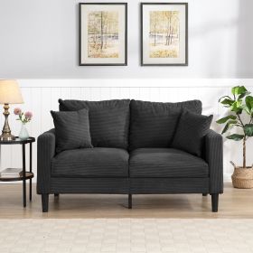 57in High-Resilience Loveseat Sofa (Color: Dark Gray)