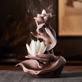 Reversible Lotus Floral Purple Sand Incense Burner (Items: Small-White Lotus, Style: Single Furnace)