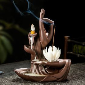 Reversible Lotus Floral Purple Sand Incense Burner (Items: Large -White Lotus, Style: Single Furnace)