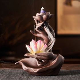 Reversible Lotus Floral Purple Sand Incense Burner (Items: Small-Pink Lotus, Style: Single Furnace)