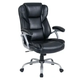 Ergonomic Executive Office Chair With Contoured Backrest, Adjustable Height & Recline For Home Office-Black (Option: defaulttitle)